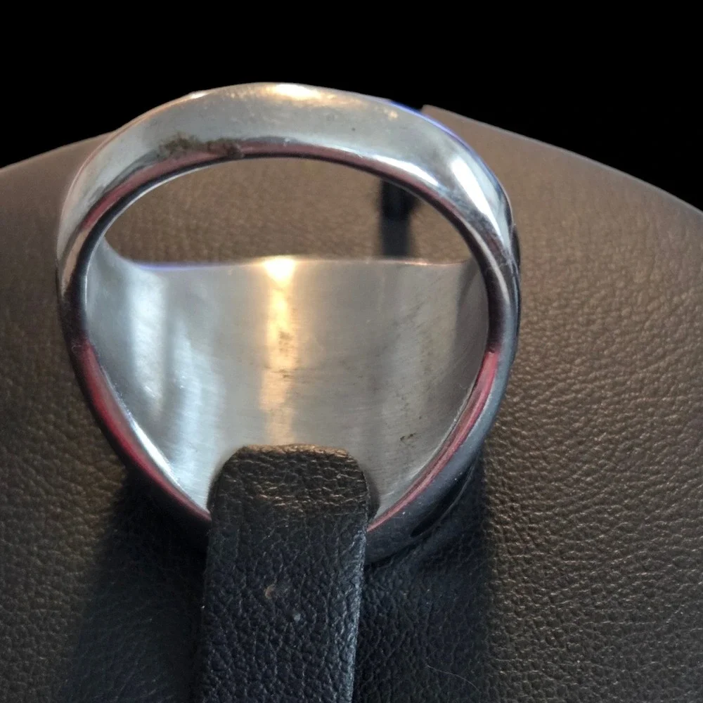 Strip Club‎ Choppers Biker Signet Ring Silver Tone Black Enamel Size 11